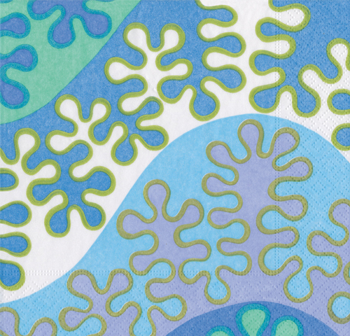 111 Green and turquoise lunch napkin - Serviette verte et turquoise 33cmx33cm